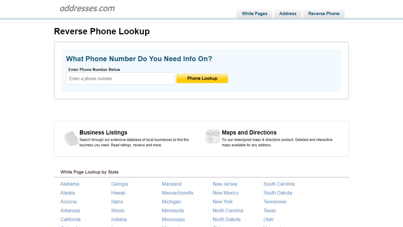 Reverse Phone Lookup | Addresses